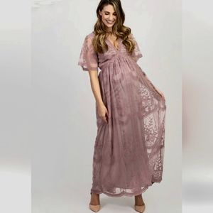 Pinkblush Lace Overlay Maternity Dress Mauve